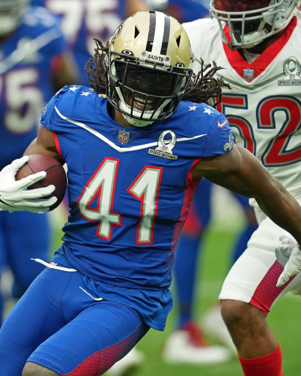 Running back Alvin Kamara of the New Orleans Saints